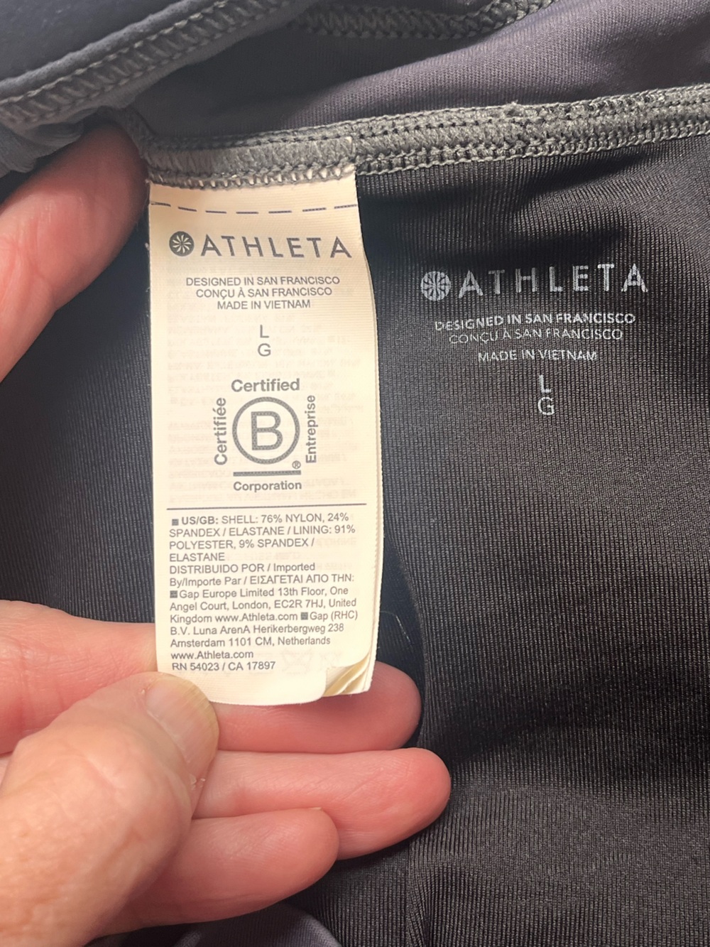 ATHLETA Surge Swim Shorts Womens Large Retro Charcoal & White Piping Sporty - Picture 6 of 9